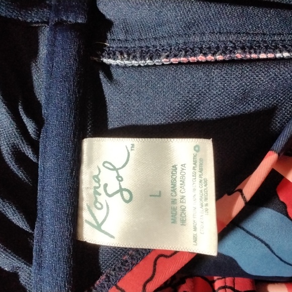 Kona Sol Floral 1 Piece Bathing Suit w/Tie Back and Adjustable Straps Size L - Picture 14 of 16